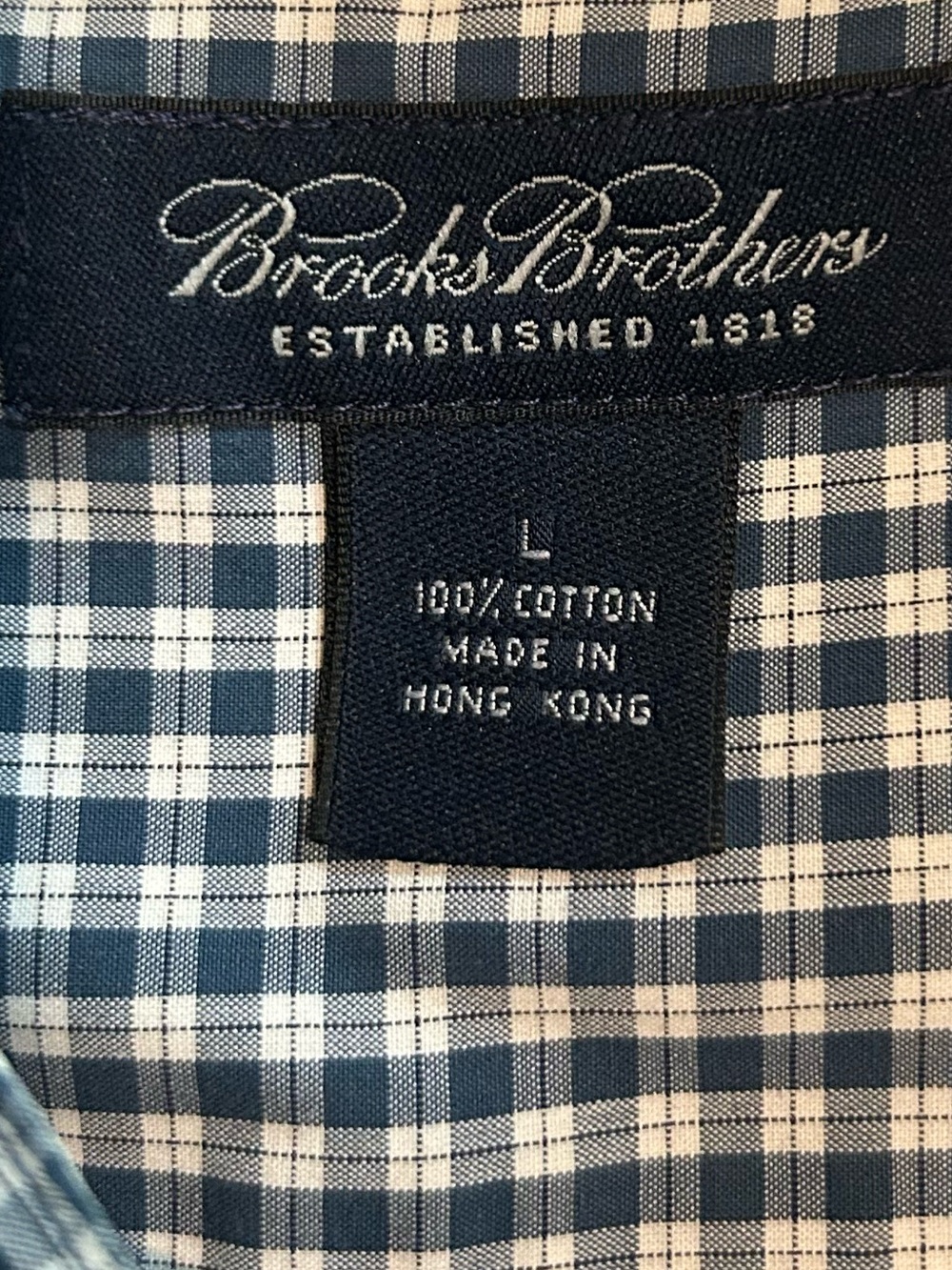 Brooks Brothers Blue/Teal and White Checkered Button-Down Shirt L